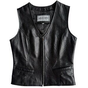 Saguaro Black 100% Leather Vest Sz XS‎